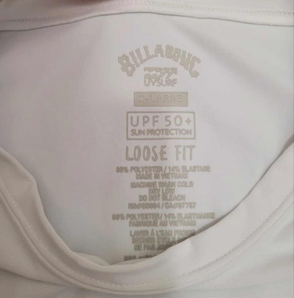 Billabong Mens Upf 50+ Sun Protection Loose Fit White Shirt Size XL